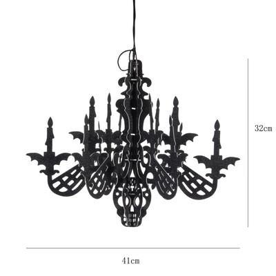 

3D Skeleton Chandelier Halloween Hanging Decorations Glitter Paper Ornaments Season Festive Party Decor