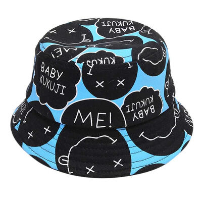 

Autumn Baby Boys Girls Toddler Cartoon Letter Printed Bucket Hats Caps Reversible Sun Headwear