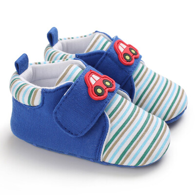 

0-18Mborn Baby Shoes For Girls Boys Cartoon Car Striped Toddler First Walk Casual Shoes Soft Soled Baby Girls Shoes Sneakers