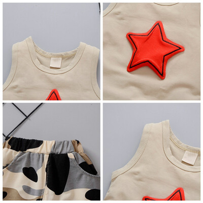 

Boy Clothes Summer Baby Boys Casual Sleeveless Star Print Vest T-shirt TopsShorts 6 Colors 0-4T Baby Costume Set