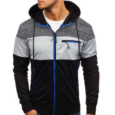 

Toponeto Mens Autumn Winter Zipper Sportswear Patchwork Pullover Long Sleeve Blouse