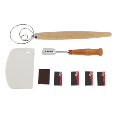 

Curved European Bread Cutter Flour Coil Mixer Flour Stick Set Scraper Mixing Stick Bread Knife 6 Blades