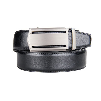 

BPSTAR Mens Automatic Buckle Genuine Leather Mens Ratchet Holeless Belt Business High Quality Mens Real Belt for Pants