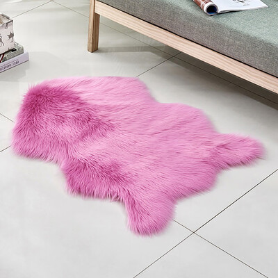 

Gobestart Wool Imitation Sheepskin Rugs Faux Non Slip Bedroom Shaggy Carpet Mats