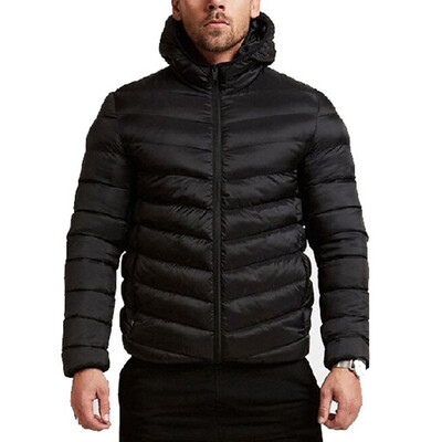 

Men Padded Long Sleeve Hooded Tops Coat Outwear Zipper Casual Warm Winter Jacket