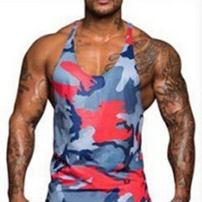 

Men Multicolor Army Camouflage T-shirt Muscle Gym Bodybuilding Tank Top Vest
