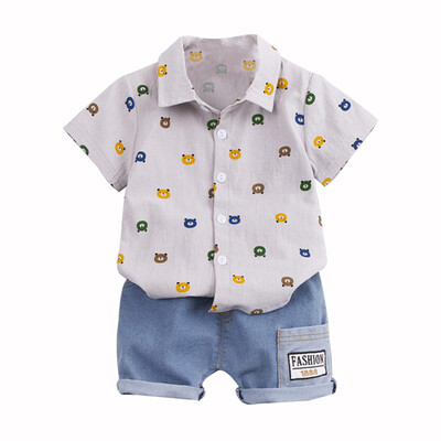 

baby clothes Summer Baby Boys Clothes Casual Short Sleeve Cartoon Animal Print T-shirt TopsShorts 2pcs kids clothes