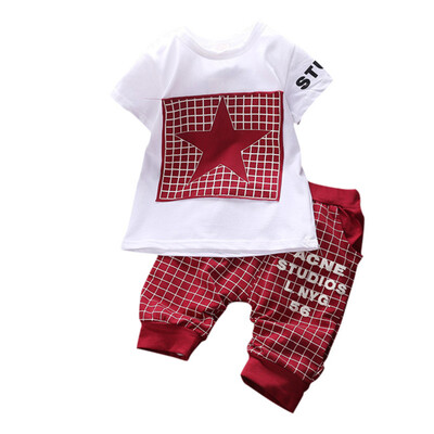 

Brand Summer Star Pattern Kids Clothes Sets Baby boy Clothes T-shirt Medium Pants Newborn Sport Suits Baby Set