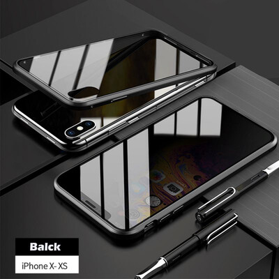 

Case for iPhone XRPrivacy Magnetic Anti-Peeping Front&Back Tempered Glass Full Screen Coverage Support Wireless Charging