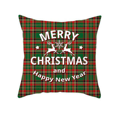 

2020 New Merry Christmas Xmas Gift Green Plaid Designed Pillowcase Santa Claus Cushion Cover Home Decor 18 X1 8 Inch