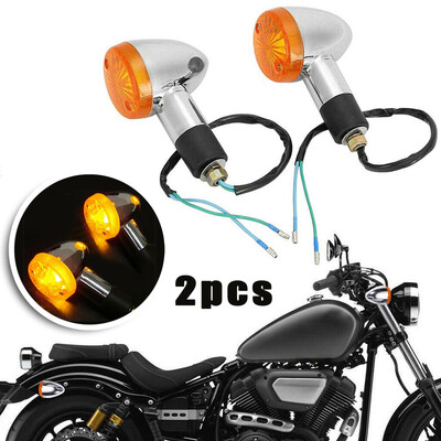 

2Pcs Motorcycle Turn Signal Light Blinkers Amber Yellow Indicators Accessories