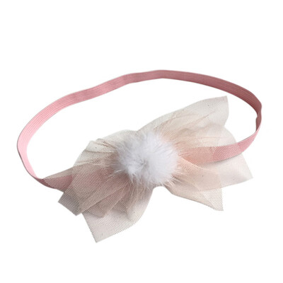 

Baby Kids Infant Rabbit Hair Ball Lace Butterfly Knot Hair Band Accessories
