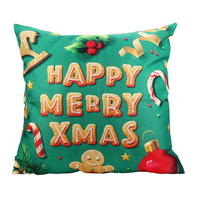 

Tailored Merry Christmas Print Pillowcase Linen Cotton Sofa Cushion Cover Home Decor