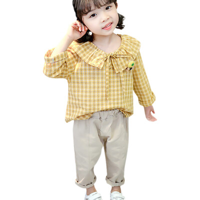 

Baby Girl Clothes 0-3T Lovely Toddler Girl Plaid Pattern Long-sleeved Girls Sets Tops Pants 2 Pieces Childrens Sets