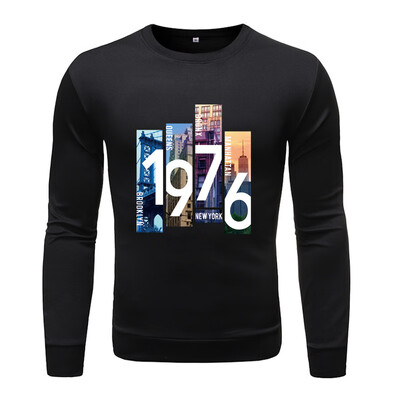 

Toponeto Mens Fashion Long-sleeved Round Neck Solid Color Printing Sweater Tops Blouse
