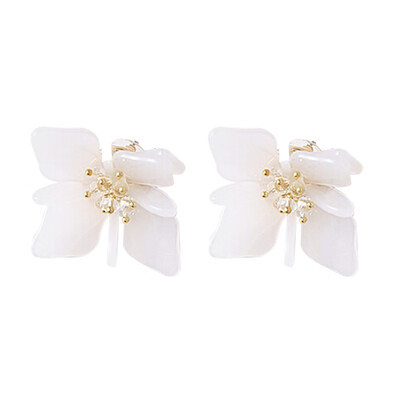 

Earrings for Women Seaside Resort Style Flowers White Stud Exaggerated Crystals Large 2019 New Fashionable