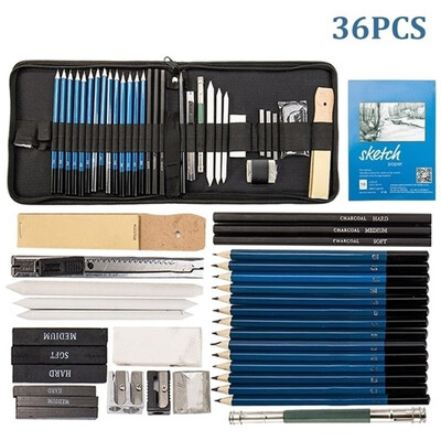 

Willstar 36PCS Drawing Pencils Set for Artists Sketching Pencils Art set with Sketch Paper Zipper Case