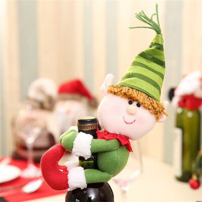 

Tailored Christmas Decor Red Wine Bottle Cover Bags Decoration Home Party Santa Claus