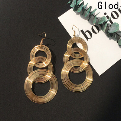 

Women Style Silver European Beautiful Jewelry Best Unique Earring Personality Circle Gold Magic