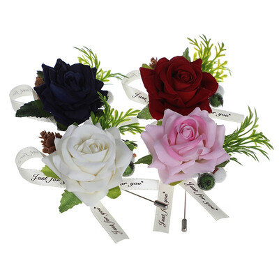 

Wedding Corsage White Silk Roses Corsages Boutonnieres Wedding Decoration Marriage Rose Corsage Boutonniere Flowers Bridesmaid