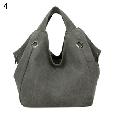 

Casual Women Large Capacity Solid Color Canvas Zipper Tote Shoulder Handbag