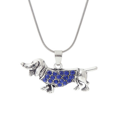 

Colorful crystal puppy sausage dog necklace pendant charm