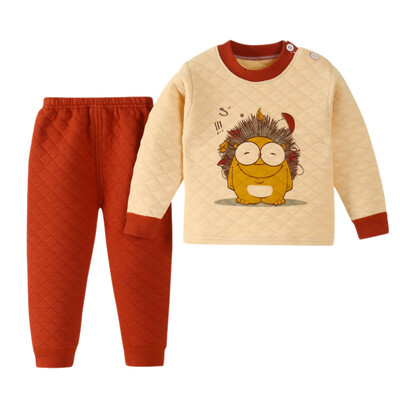 

Boys Thermal Underwear Set Girls Pajamas Cute Cartoon Printed T-shirt Tops Pants For Toddler Kid