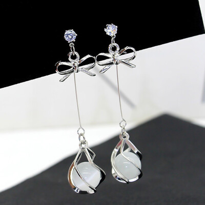 

Fashion Elegant Earring Simple Women Opal Bow Earrings Alloy Earrings Necklaces Sets Accessories Gifts
