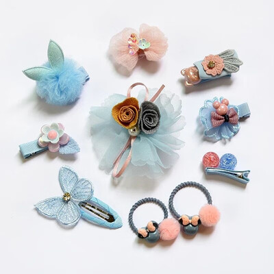 

10PCSSet New Children Hair Accessories Set Gift Box Girls Princess Bow Hair Clip Hair Rope Overs1Y