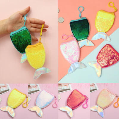 

Girls Kids Cute Mermaid Tail Sequin Crossbody Bags Coin Money Purse Card Holder