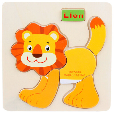 

Tailored 1PC Wooden Lion Puzzle Educational Developmental Baby Kids Training Toy C