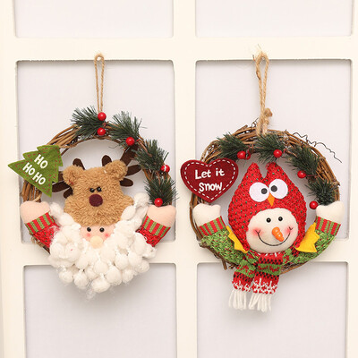 

Christmas Tree Wreath Pendant Santa Snowman Reindeer Garland New Year Party Christmas Hanging Ornaments
