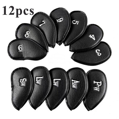 

12pcs Iron Golf Club Head Covers Set Cap Clemence Fabric Cases Protective Gear