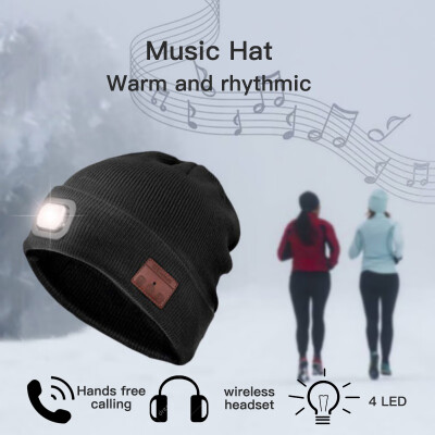 

HD stereo Bluetooth 50 wireless smart headset music knitted headset speaker cap hands-free mobile phone cap