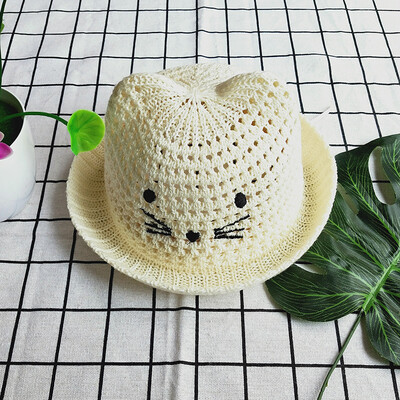 

Baby hat hollowed out straw hat boy sunscreen hat girl treasure breathable cool sun hat basin cap