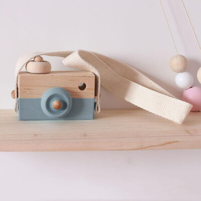 

Gobestart Wooden Toy Camera Kids Creative Neck Hanging Rope Toy Photography Prop Gift