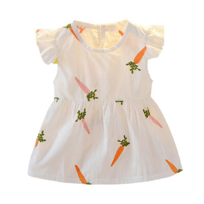 

Summer Baby Girls Dress Cute Floral Print Flare Sleeve Dress Cotton Kids Toddler Sleeveless Sundress