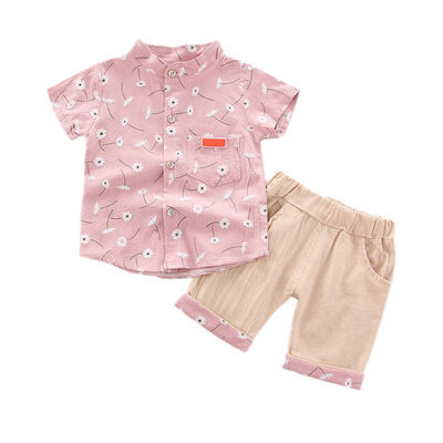 

Summer Children clothes 2pcs Baby Boys clothes Casual Short Sleeve Floral Print T-shirt TopsShorts Costume Set