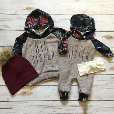 

Sister Matching Clothes Kids Hooded Sweatshirt Baby Girl Romper Bodysuit Outfits