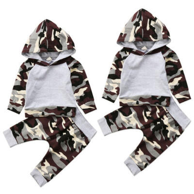 

Camouflage Newborn Baby Boys Casual Hooded Tops Pants 2PCS Outfits Set Clothes