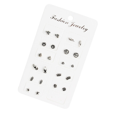 

New pairs set Women Geometric Crown Sun Stars Feather Charm
