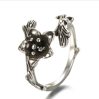 

925 Sterling Silver Rings Korean Female Tail Ring Thai Silver Rose Ring
