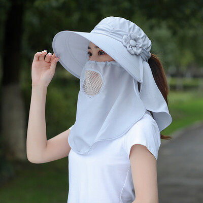 

Sunshade Hat Womens Summer Travel Bike Electric Vehicle Windproof Sunscreen Hat UV Cover Face Big Edge Tea Picking Hat