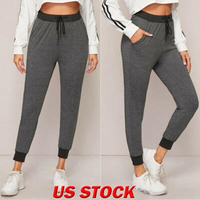 

Womens High Waist Sports Yoga Pants Leggings Solid Fitness Gym Stretch Trousers