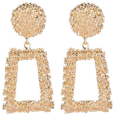 

Creative Personality Embossed Trapezoidal Long Metal Earrings