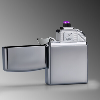 

Fashion Pure Color USB Rechargeable Electronic Hit Fire Machine Windproof Flameless Metal Smoking Cigarette Lighters of Double Pul