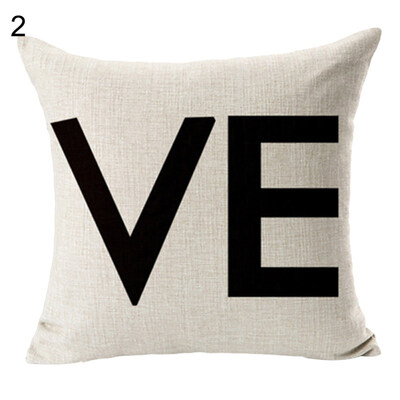 

Romantic Love Pillow Cover Linen Cushion Case Home Car Sofa Bedroom Hotel Decor