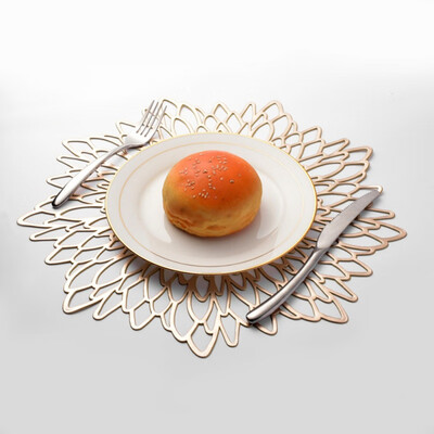 

PVC Placemat Hollowed Gold Stamping Hibiscus Flowers Shape table mat Unique Placemat