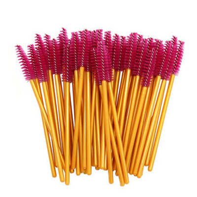 

Gold 50pcs Disposable Makeup Brushes Eyelash Mascara Brushes Nylon Eyelash Brow Comb Brushes Make Up Brushes