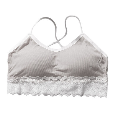 

New Simple Solid Color Cross Sling Bottom Lace Stitching Beauty Back No Steel Ring Wrapped Chest